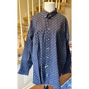 Duck Head Mens XL Extra Navy Blue Yellow Purple Paisley Print Button Down Shirt